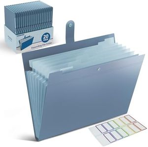 20Pack Accordion File Organizer Expanding File Folder with 8 Pockets, Bulk Letter Size Portable Paper Document Organizer for Office Home Business Supplies, Blue