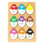 Webby Educational Egg Shaped Colours Wooden Puzzle Board Toy for Montessori Pre-School Kids, 18 Pcs