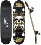 Sefulim 31 x 8 Inch Complete Skateboard 7 Layer Canadian Maple Double Kick Deck Concave Cruiser Trick Skateboard for Boys Girls Teens Adults Beginner（Skull）