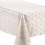 Celebright Christmas Tablecloth Set - Rectangular 70 x 90 inches (178 x 228 cm) - Ideal for 4-8 Dinner Place Settings - Embossed Metallic Deer Design - Cream & Metallic Gold