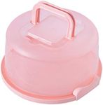 LuAn Plastic Round Cake Storage Carrier Container Lockable Lid, Pink, as described