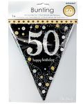 (PKT) Adult Gold Celebration 50th Plastic Pennant Bunting