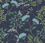 Scott Living Sorrel Navy Botanical Wallpaper, Blue (2975-87541)