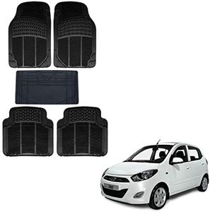 Autokaar Rubber Car Foot Mat for Hyundai I10 (Set of 5, Black)