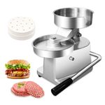 Julymoda Hamburger Patty Maker,150mm/6inch Burger Press Machine Commercial Hamburger Patty Maker,Stainless Steel Meat Patty Maker Manual Burger Presser with 500 Pcs Patty Papers