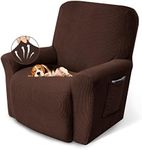 KEKUOU Recliner Chair Covers Lazy Boy Recliner Covers Stretch Couch Cover Slipcovers 1 Piece Furniture Protector with Elastic Bottom for Dog,Kids.(Recliner, Chocolate)