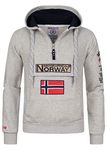 Geographical Norway Gymclass Men - Men's Kangaroo Pocket Hoodie - Sweatshirt Logo Pullover Hoody Warm Long Sleeve - Ideal Men's Gift Spring Summer Autumn Winter (Light grey XL)