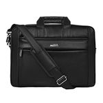 Zipline Office Faux Leather laptop bag for Men - Fits 14/15/15.6 inch Laptop/Tablet Messenger Bags For Mens (1-Black Bag)