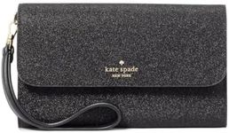 Kate Spade New York Glimmer Boxed Medium Flap Phone Wristlet Wallet Black, Black