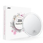 20X Magnifying Mirror with 3 Suction Cups for Easy Mounting– Use for Makeup Application - Tweezing – and Blackhead/Blemish Removal, 6 Inch