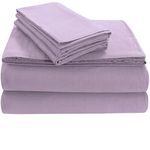 Tribeca Living Luxury Solid Flannel Deep Pocket Sheet Set, King, Lavender