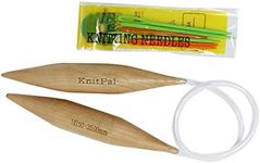 KnitPal 32-inch (80cm) Thick Oak Wooden Circular Knitting Needles with Cable Size 50 - Large Knitting Needles for Chunky Yarn with eBook - US Size 50 (25mm)