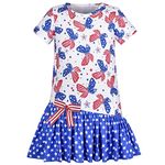 Sunny Fashion Girls Casual Dress July 4th Star Butterfly Cotton Short Sleeve Age 4 Years