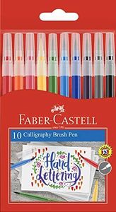 Faber-Castell Creative Brush Calligraphy Colour Markers, Assorted – Pack of 10, (51-551310)