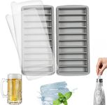 LessMo 2 Pack Ice Cube Tray, Easy Release Reusable Ice Cube, Silicone, with No-Spill Removable Lid, 10 Cavities, BPA Free, Ideal for Sports and Water Bottles, Whiskey,Cocktail