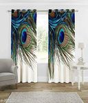 25 Home Decor Digital Print Peacock Pankh Design Eyelet Polyester Curtain for Window (4x5 Feet, Multicolour), Grommets