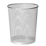 ZYBUX - Circular Mesh Trash Can, Waste Basket Garbage Can Waste Bin for Bathrooms, Kitchens, Home Offices, Dorm Rooms | Lightweight Sturdy Metal Basket Bin 27cm x 23.5cm - (Silver)