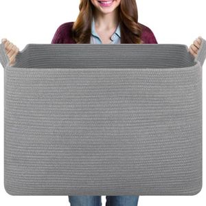 OIASKET 108L Extra Large Blanket Basket Living Room, 24.8" x 16.2" x 16.2"