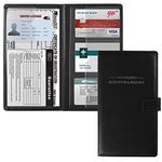 GNEGNI Leather Car Registration and Insurance Card Holder, Auto Truck Document Holder Vehicle Glove Box Paperwork Organizer Wallet with Magnetic Closure for License, Cards & Essential Documents