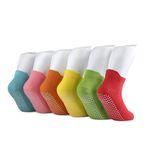 MagicPop Colourful Designer Socks for Kids, Ankle length, Soft Cotton, Anti skid, Lightweight & Breathable, 1 to 9 Years, Pack of 6, Gift Option (4-6 Years)