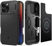 SPIGEN Optik Armor MagFit for iPhone 16 Pro Case 6.3-inch Compatible with MagSafe Magnetic Ring, Air Cushion Bumper Technology, Snap Camera Lens Slide Protection Raised Edges Cover - Black