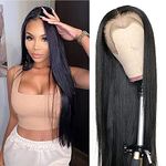 SKULD 13x4 HD Transparent Lace Front Wigs Straight, 100% Brazilian Real Human Hair Wig Pre Plucked 150% Density Lace Frontal Human Hair Wigs with Baby Hair for Black Women 26 Inch