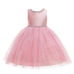 Weileenice Flower Little Girl Princess Vintage Dress Blush Pink 3 Rhinestone Kids Bridesmaid Wedding Pageant Birthday Party Prom Ball Gown Toddler Shiny Sequins Tulle Crystal Tutu Princess Dresses