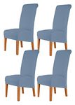 CMAKER High Back Chair Covers Stretch Spandex Fabric Chair Slipcover Seat Cover for Home Washable Removable Parsons Chair Protector Dining Room Kitchen Hotel,Set of 4,Dusty Blue