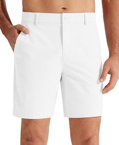 Libin Men's Golf Shorts 7" 9" Work Dress Shorts Casual Flat Front Hybrid Shorts Lightweight Quick Dry Water Resistant, 7"- White, 40