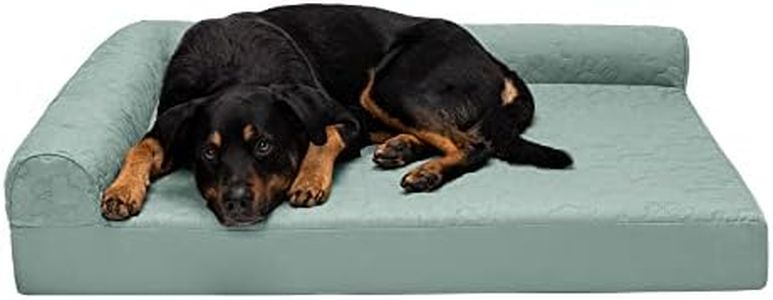 Furhaven XL Memory Foam Dog Bed Pinsonic Quilted Paw L Shaped Chaise w/Removable Washable Cover - Iceberg Green, Jumbo (X-Large)
