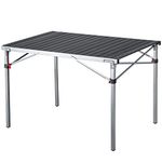 KingCamp Camping Table Folding Garden Table Steel Frame Aluminum Roll Up Table Top (40.1"x27.6") Folding Tables Portable with Carry Bag for 4-6 Person Outdoor Table Black