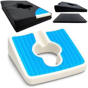 FoKon Gel Wheelchair Seat Cushion,Bed Sore Cushions for Butt,Relieve Sciatica,Coccyx,Pressure Sore and Ulcer Pain Relief Pillow,Cushion for Office Chairs,Removable&Washable Cover.(Elevated Set Black)