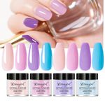 CLY AMS Dip Powder Nail Kit Starter, Pastel Lavender Pink Glitter, 4 Colors Spring Summer Dipping Powder Set Classic All Seasons Tones French Nail Art