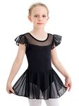 Gorchnc Ballet Leotard for Girls Ballet Outfits Dance Leotards Cotton Ballet Tutu Dresses Toddler Dance Outfit Bodysuit Black 7-9 Yrs