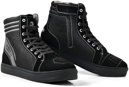 IRON JIA'S Motorcycle Shoes for Men, Protective Riding Boots Black