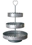 Rustic Galvanized 3-Tier Round Display Stand | Tiered Heart Cupcake Stand | Dessert Tower | Pretty, Romantic Details Perfect for Weddings |Statement Piece at 15" Diameter and 23" High