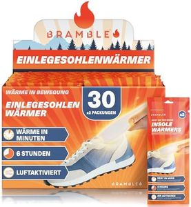 Bramble Einlegesohlen Fußwärmer - Natürliche, Geruchlose, Luftaktivierte Wärmespender - bis zu 10 Stunden Wärme - 30 Paar (60 Wärmer)