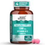 THE BODY RESERVE Vitamin B12 Tablets 1500 mcg as Methylcobalamin Vitamin B12 Supplements for Men & Women -120 Veg tablets (4 Months Supply Pack)