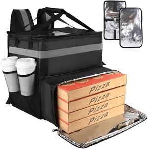 CIVJET Food Delivery Bag, Large Insulated Pizza Delivery Backpack fits 14'' 16'' Pizzas for Doordash/Uber Eeats, Expandable Cooler Bags for Bike/Motorcycle with Reflective Strip and Cup Holders