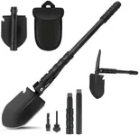 FLYEGO 9-in-1 Folding Camping Shovel, Multifunctional Military Shovel Portable Metal Detecting Shovel High Carbon Steel Entrenching Tool, Car Emergency, Hiking, Garden, Trenching, Backpacking