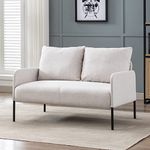 Wahson 2 Seater Sofa Modern Compact Loveseat Couch Thick Padding Armchair Sofa, Linen Small Sofa Couch for Bedroom/Office/Apartment/Living Room, Beige