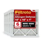 Filtrete 14x14x1, AC Furnace Air Filter, MPR 1000, Micro Allergen Defense, 6-Pack (Exact Dimensions 13.81 x 13.81 x 0.81)