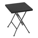 URBN GARDEN 60cm Black Rattan Wood-Look Square Folding Table Lightweight and Perfect for Outdoor Garden, Patio, Camping, and Picnic Use Stylish, Portable, and Durable for Outdoor Activities (Black)