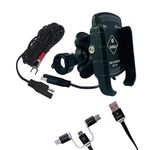 BOBO BM1 PRO Plus with Vibration Damper Waterproof Bike/Motorcycle/Scooter Mobile Phone Holder Mount with Fast USB 3.0 Charger, SAE Connector & USB Cable, Ideal for Maps and GPS Navigation (Black)