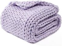 YnM Chunky Throw Blanket, Medium-Weight, Hand Knitted, Skin Friendly, Ventilated and Breathable, Machine Washable, Home Décor Piece for Couch, Sofa and Bed (Iris Lavender, 50x70 Inch)