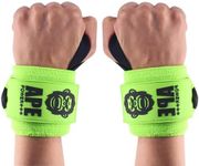 Power Ape Weight Lifting Wrist Wraps Muscle Building Performance Fitness Training Gym Straps Thumb Loop Support Stretchable Cotton Bandage Brace Training Cuff(Green)