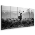 murando - Canvas Wall Art Landscape 225x90 cm/88.6"x 35.4" 5 pieces - Non-woven Canvas Prints Image Framed Artwork Painting Picture Photo Home Decoration - Nature Deer Animal Black Grey g-B-0047-b-o