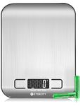 Etekcity Digital Kitchen Scales, Professional Food Weighing Scales with Premium Stainless Steel, Backlit LCD Display, Incredible Precision up to 1 g (5 kg Maximum Weight), Silver