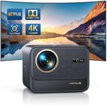 Projector【Official Netflix & Dolby Audio】26000 Lumen Auto Focus & Keystone Smart Projector, WiFi 6 Bluetooth FHD 1080P Portable Projector 4K Support 60Hz Fully Sealed 50% Zoom for Home Cinema, Outdoor