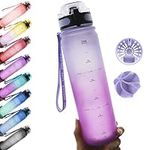 Live Infinitely 34 oz Gym Water Bottle with Time Marker - Fruit Infuser Screen BPA Free 1 Liter Water Bottle - Locking Flip Top Lid & Durable Travel Bottle Coating…